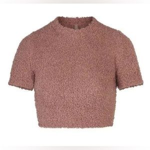 Skims Cozy Knit Cropped T-Shirt